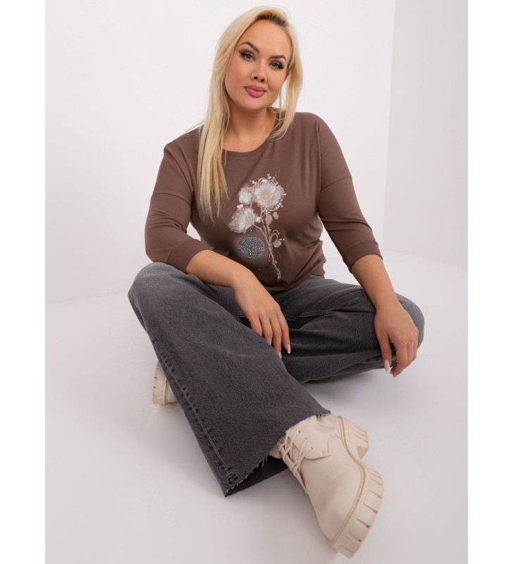 Bluzka plus size RV-BZ-9194.88 brązowy