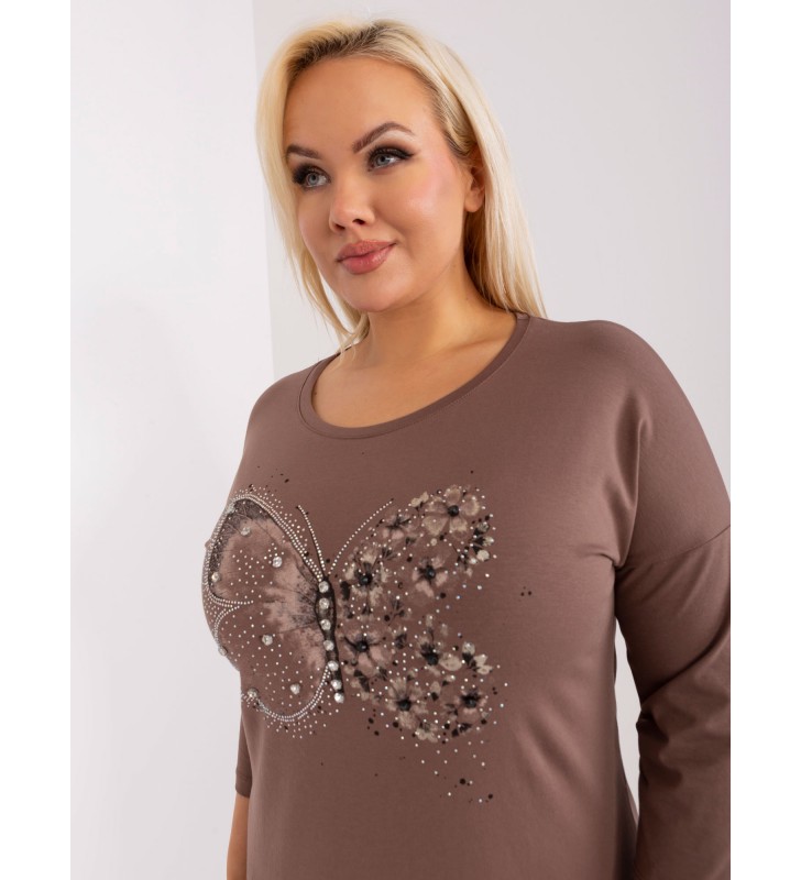 Bluzka plus size RV-BZ-9188.96 brązowy