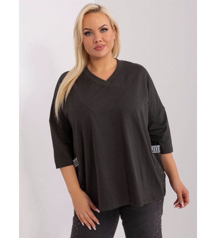 Bluzka plus size RV-BZ-7783.99 ciemny khaki