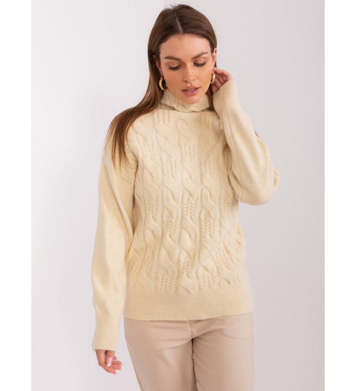 Sweter z golfem AT-SW-23401.97P jasny beżowy