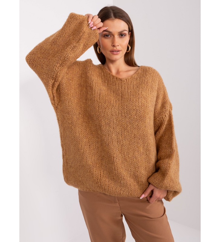 Sweter oversize LC-SW-3020.10P camelowy