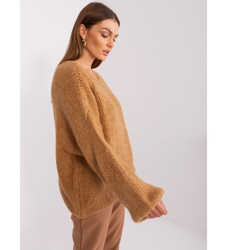 Sweter oversize LC-SW-3020.10P camelowy