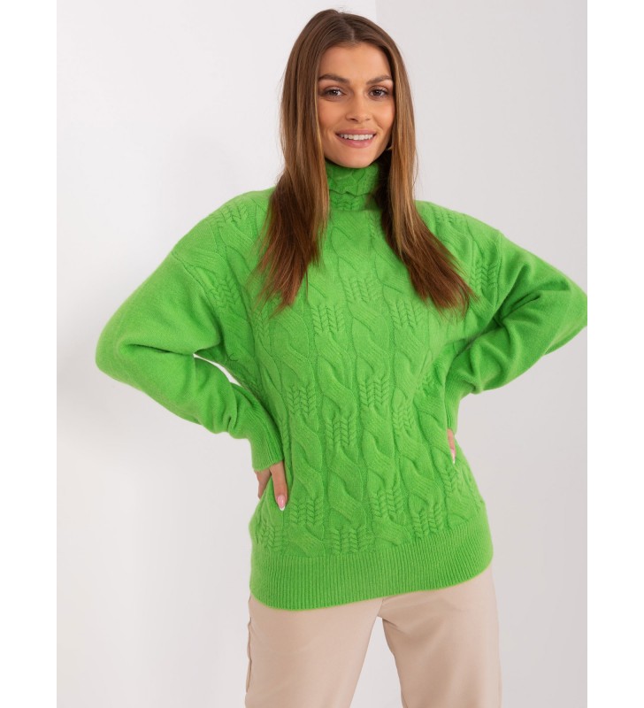 Sweter z golfem AT-SW-23401.97P jasny zielony