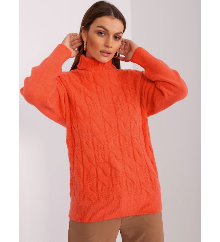 Sweter z golfem AT-SW-23401.97P pomarańczowy