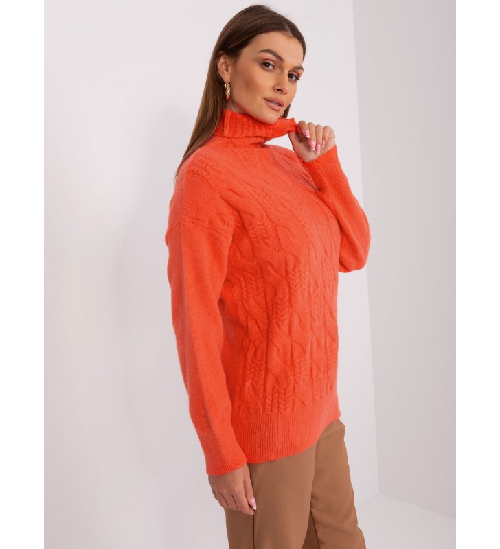 Sweter z golfem AT-SW-23401.97P pomarańczowy