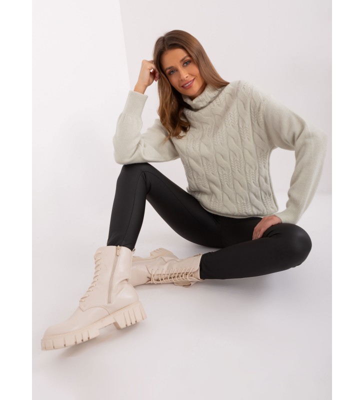 Sweter z golfem AT-SW-23401.97P mietowy