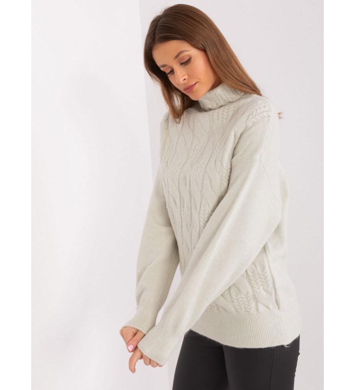 Sweter z golfem AT-SW-23401.97P mietowy