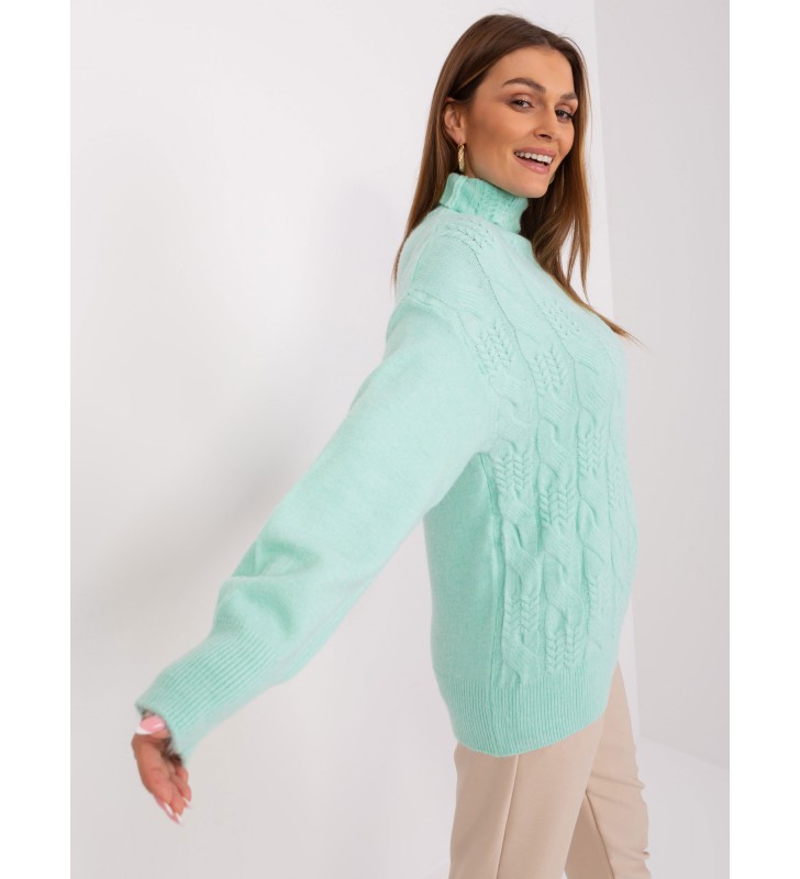 Sweter z golfem AT-SW-23401.97P mietowy