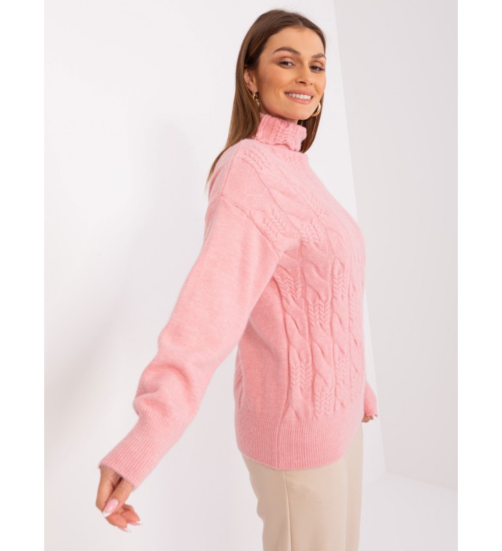 Sweter z golfem AT-SW-23401.97P jasny różowy