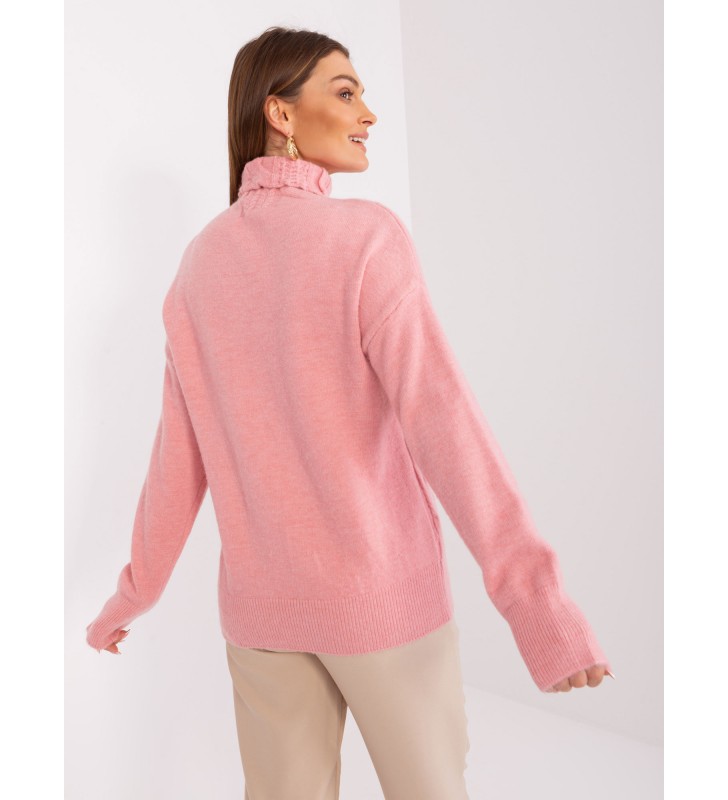 Sweter z golfem AT-SW-23401.97P jasny różowy