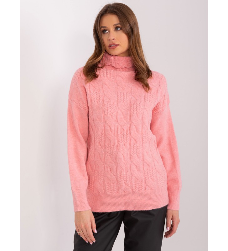 Sweter z golfem AT-SW-23401.97P łososiowy