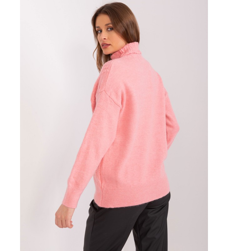 Sweter z golfem AT-SW-23401.97P łososiowy