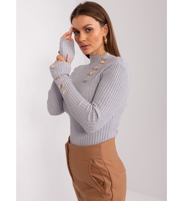 Sweter klasyczny PM-SW-PM-3217.08 szary