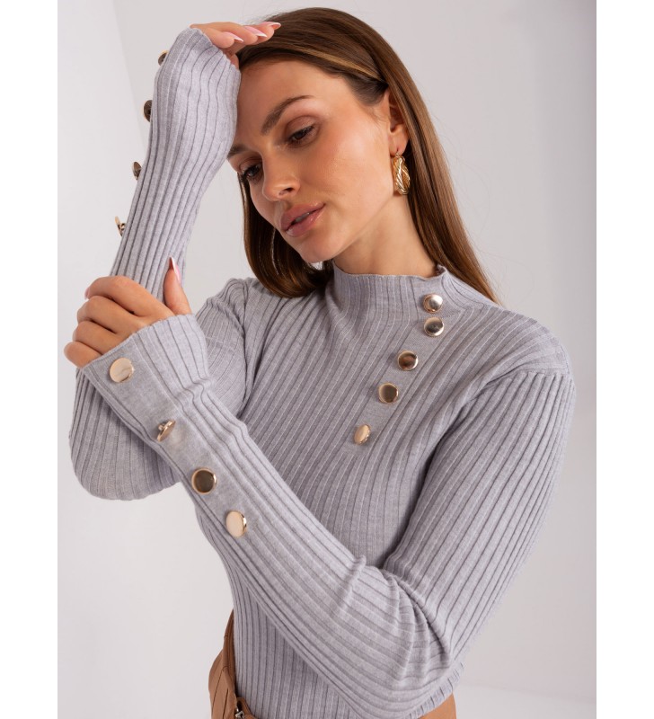 Sweter klasyczny PM-SW-PM-3217.08 szary