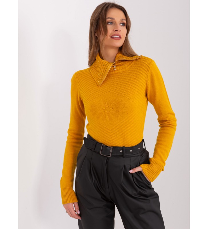 Sweter z golfem PM-SW-R3634.99 ciemny żółty