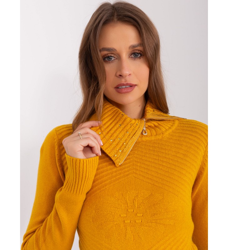 Sweter z golfem PM-SW-R3634.99 ciemny żółty