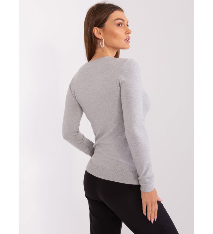 Sweter klasyczny PM-SW-WB92918B.57 szary