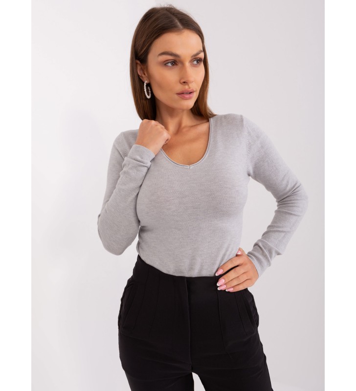 Sweter klasyczny PM-SW-WB92918B.57 szary