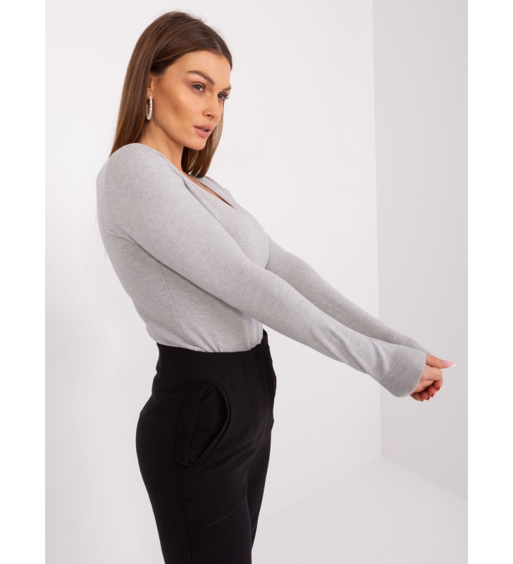 Sweter klasyczny PM-SW-WB92918B.57 szary