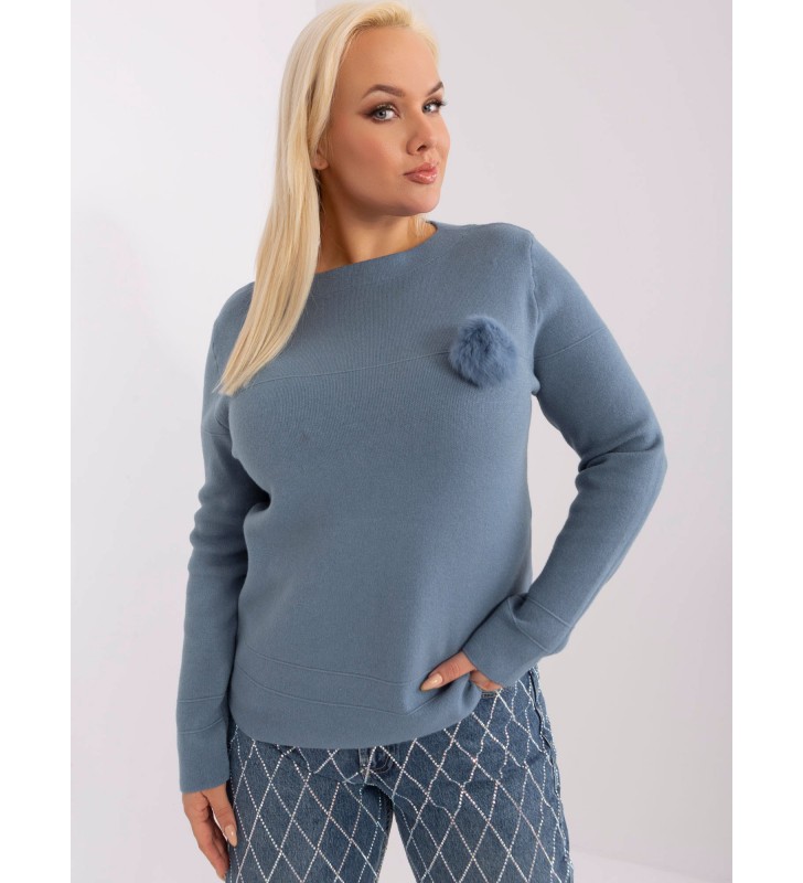 Sweter plus size PM-SW-PM-3706.10X szaro-niebieski