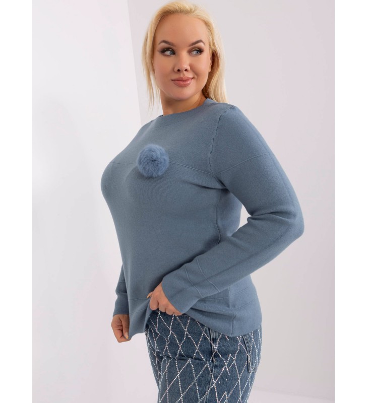 Sweter plus size PM-SW-PM-3706.10X szaro-niebieski