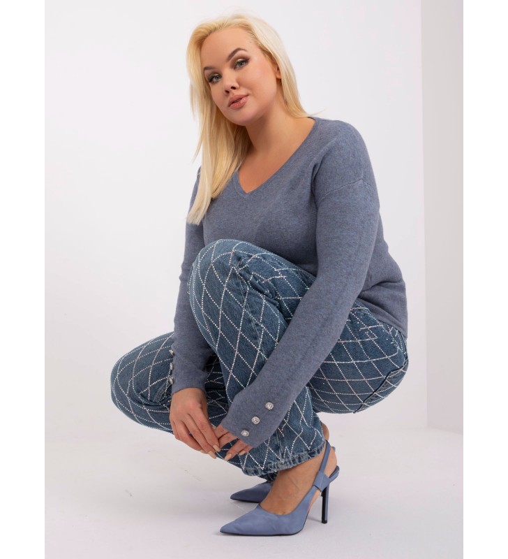 Sweter plus size PM-SW-PM1020.12P szaro-niebieski