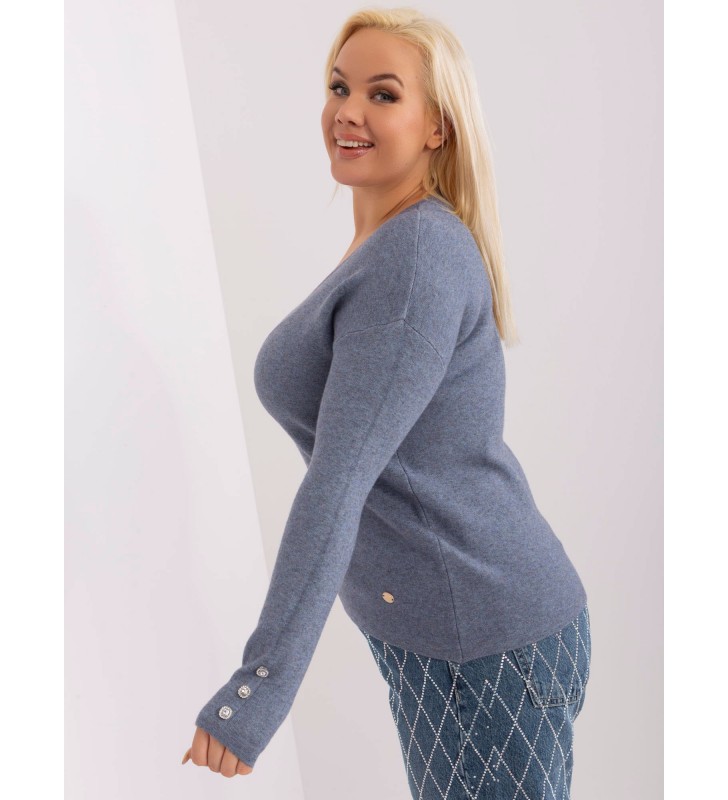 Sweter plus size PM-SW-PM1020.12P szaro-niebieski