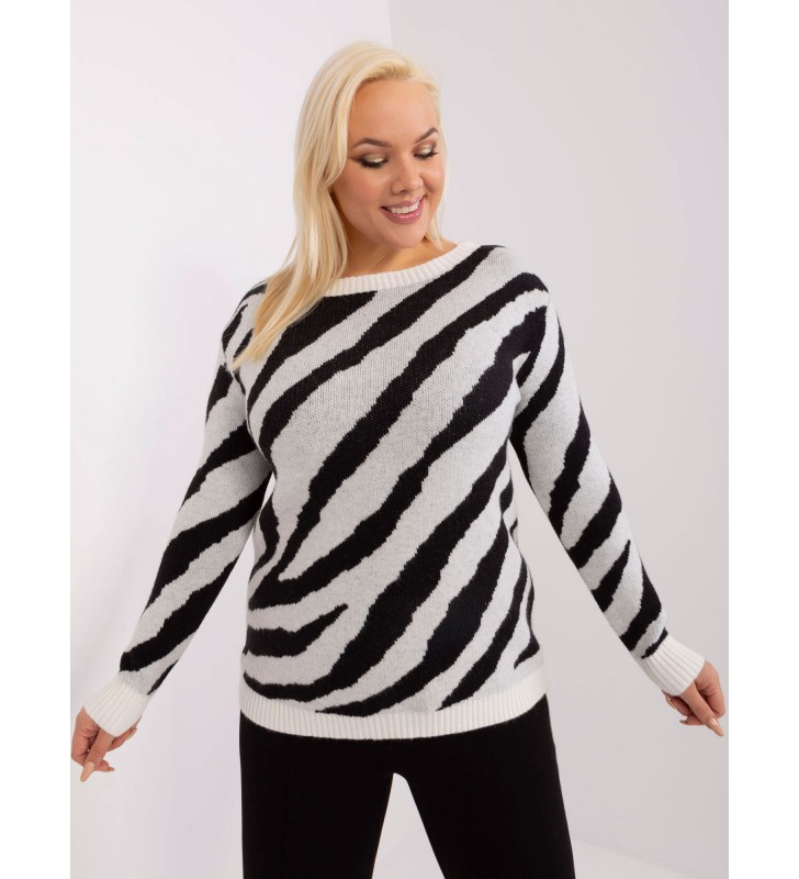 Sweter plus size PM-SW-PM785.23X biało-czarny