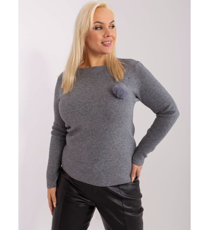 Sweter plus size PM-SW-PM-3706.10X ciemny szary