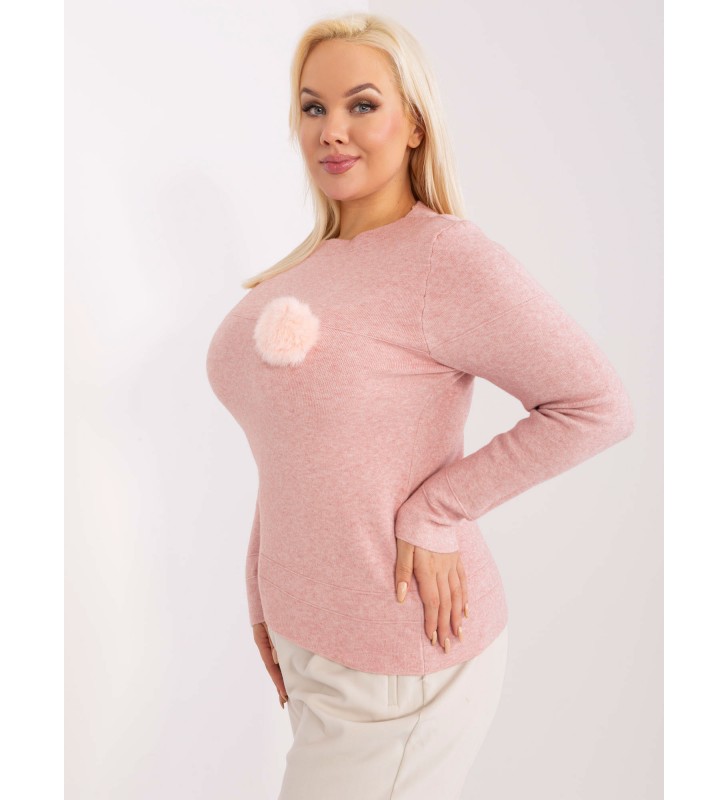 Sweter plus size PM-SW-PM-3706.10X jasny różowy