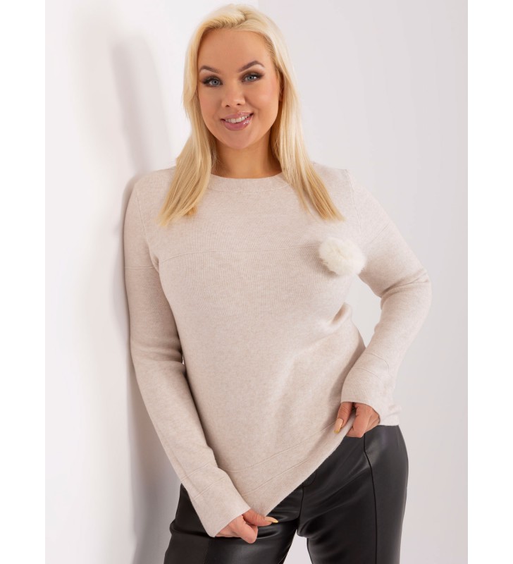 Sweter plus size PM-SW-PM-3706.10X jasny beżowy