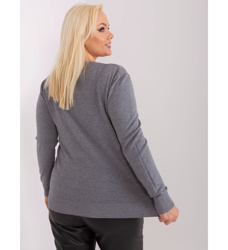 Sweter plus size PM-SW-PM-3007+1.18 ciemny szary