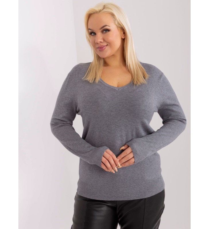 Sweter plus size PM-SW-PM-3007+1.18 ciemny szary