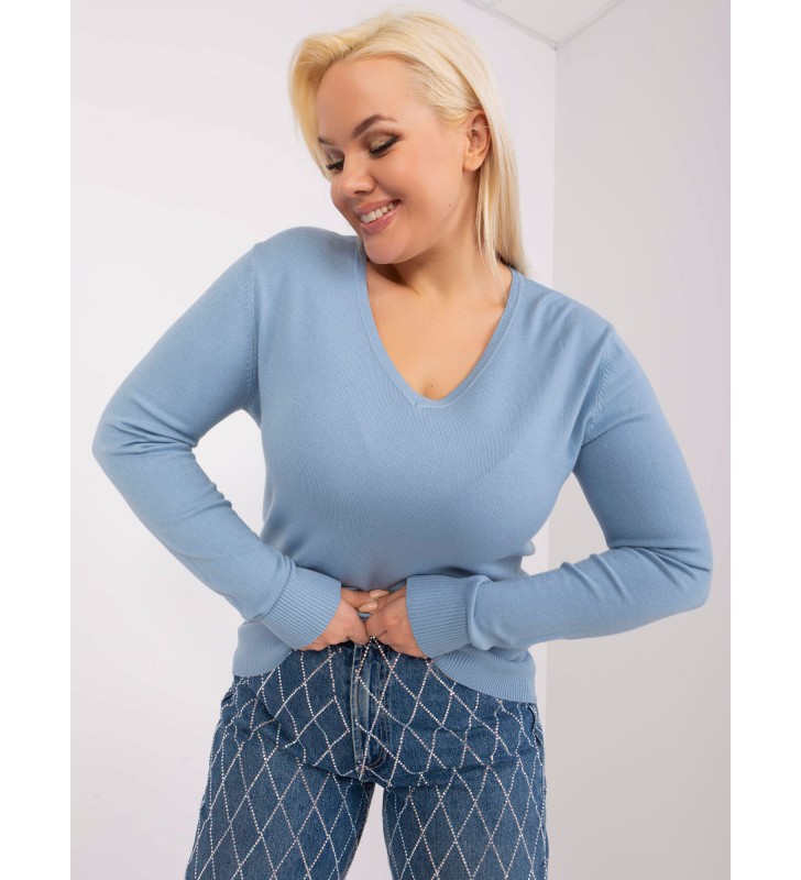 Sweter plus size PM-SW-PM-3007+1.18 jasny niebieski