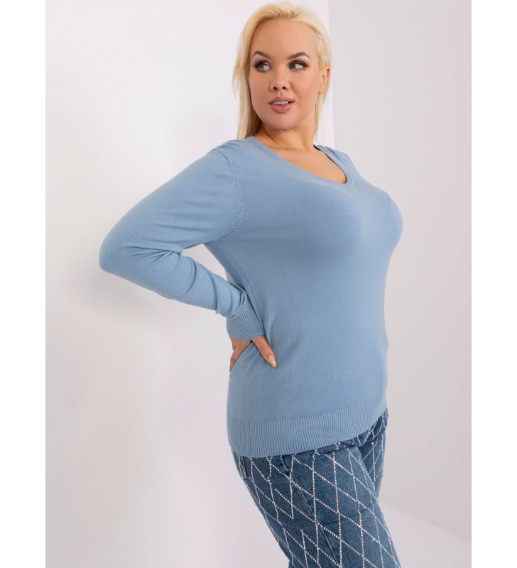 Sweter plus size PM-SW-PM-3007+1.18 jasny niebieski