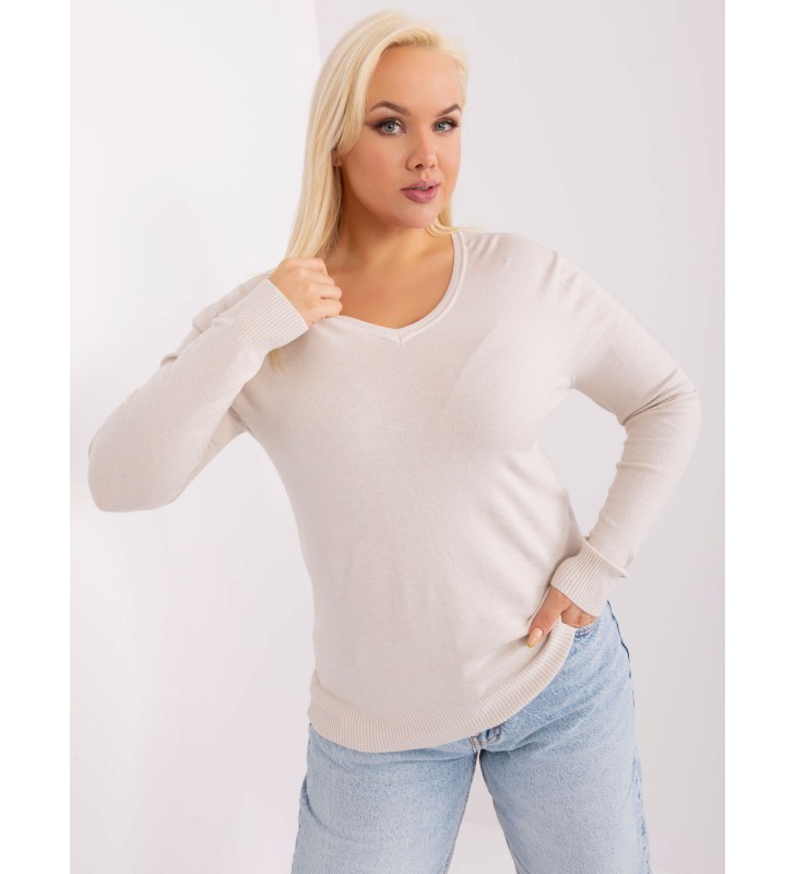 Sweter plus size PM-SW-PM-3007+1.18 jasny beżowy