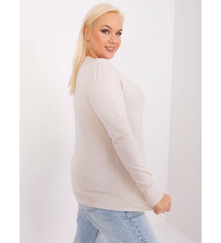 Sweter plus size PM-SW-PM-3007+1.18 jasny beżowy