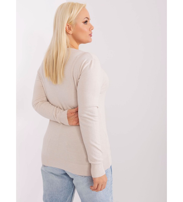 Sweter plus size PM-SW-PM-3007+1.18 jasny beżowy