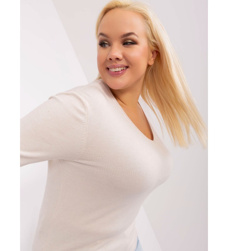 Sweter plus size PM-SW-PM-3007+1.18 jasny beżowy