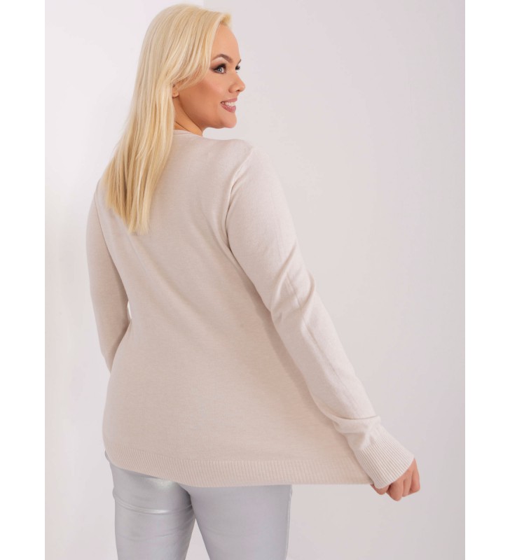 Sweter plus size PM-SW-PM-3006+1.11 jasny beżowy