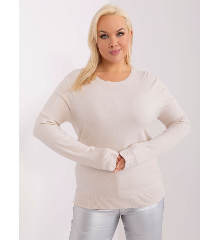 Sweter plus size PM-SW-PM-3006+1.11 jasny beżowy