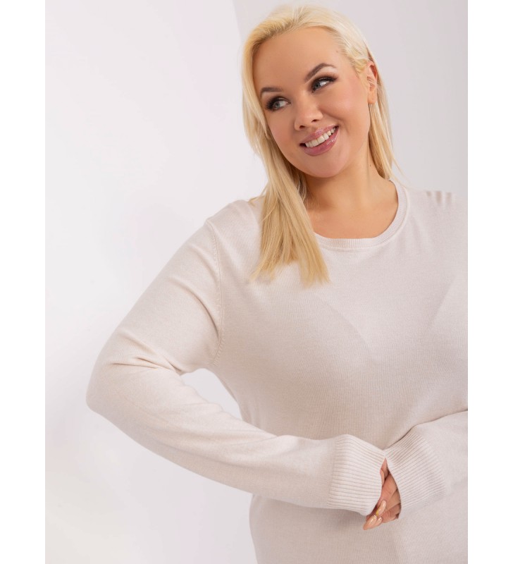 Sweter plus size PM-SW-PM-3006+1.11 jasny beżowy