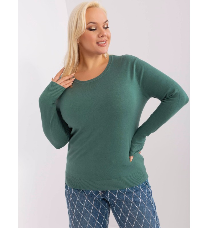 Sweter plus size PM-SW-PM-3006+1.11 ciemny zielony