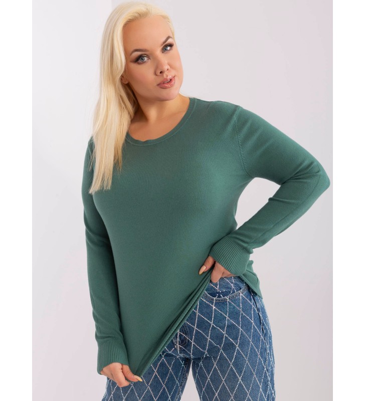 Sweter plus size PM-SW-PM-3006+1.11 ciemny zielony