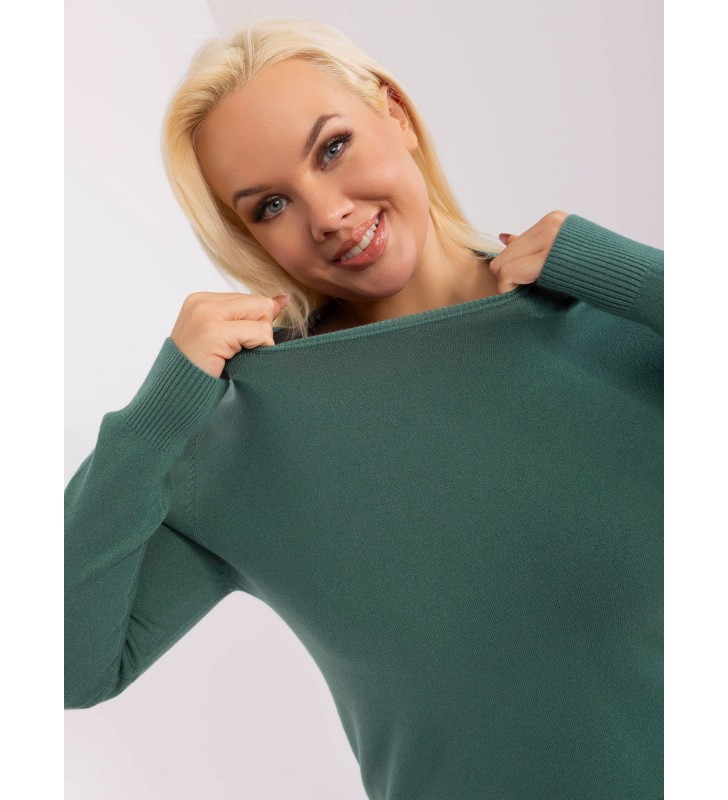 Sweter plus size PM-SW-PM-3006+1.11 ciemny zielony