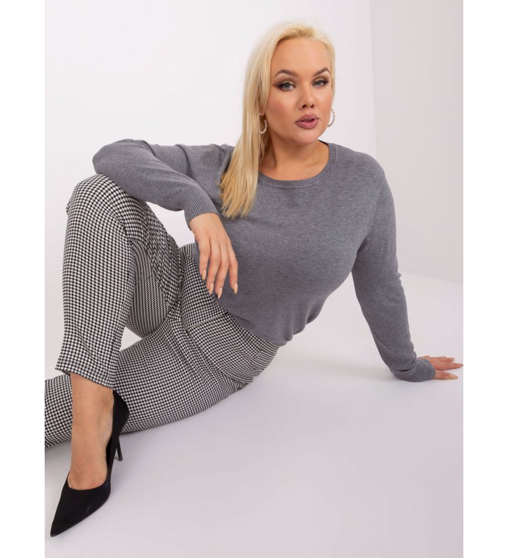 Sweter plus size PM-SW-PM-3006+1.11 ciemny szary