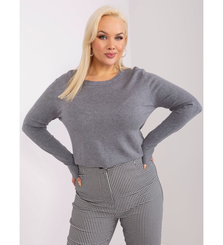 Sweter plus size PM-SW-PM-3006+1.11 ciemny szary