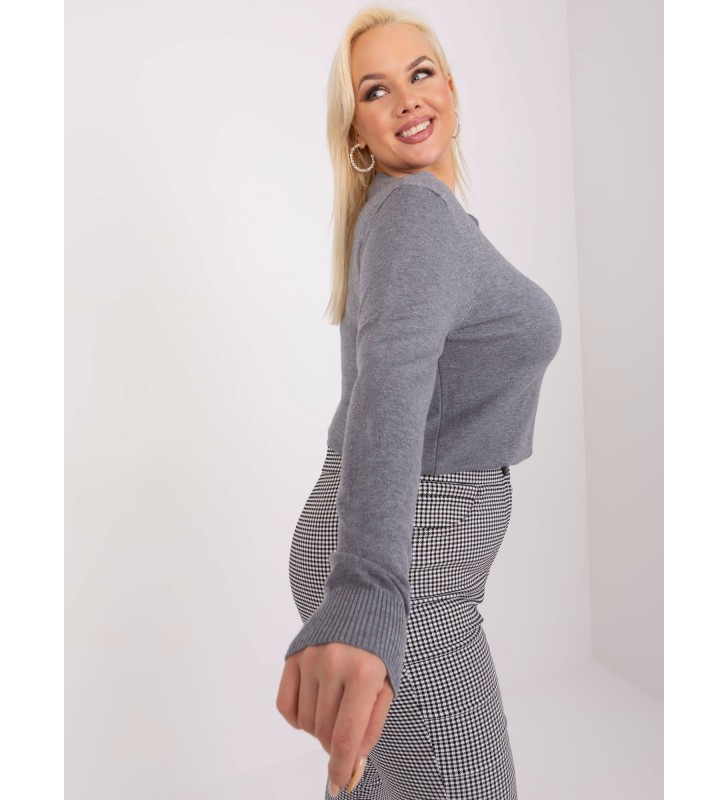 Sweter plus size PM-SW-PM-3006+1.11 ciemny szary