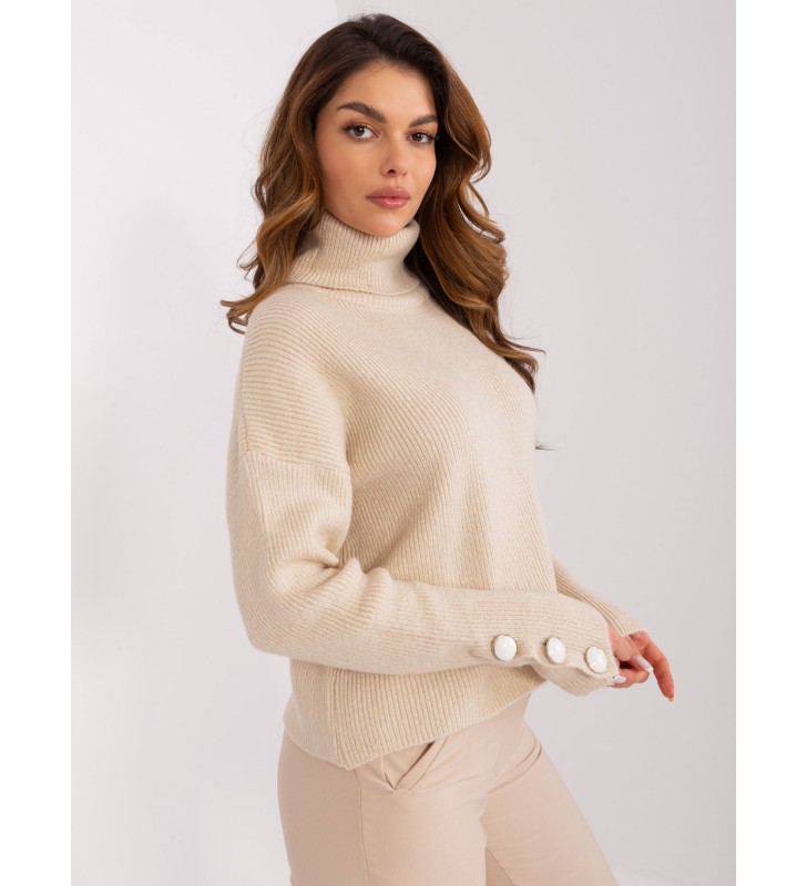 Sweter z golfem BA-SW-015.01P jasny beżowy