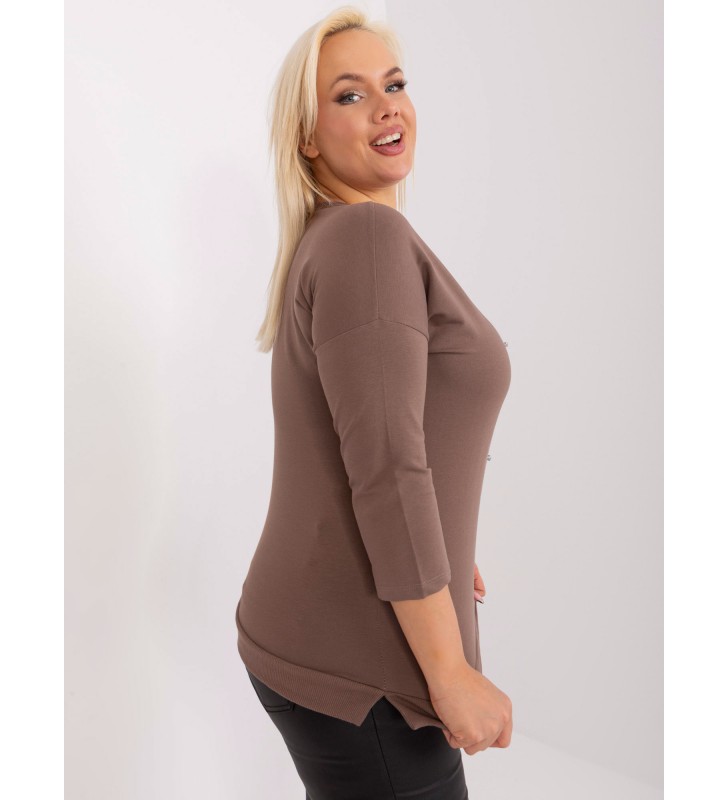 Bluzka plus size RV-BZ-9064.64 brązowy